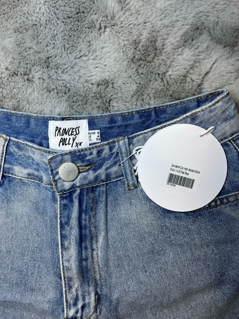 Princess Polly Washed Light Blue High-Rise Denim Shorts - Picture 3 of 5